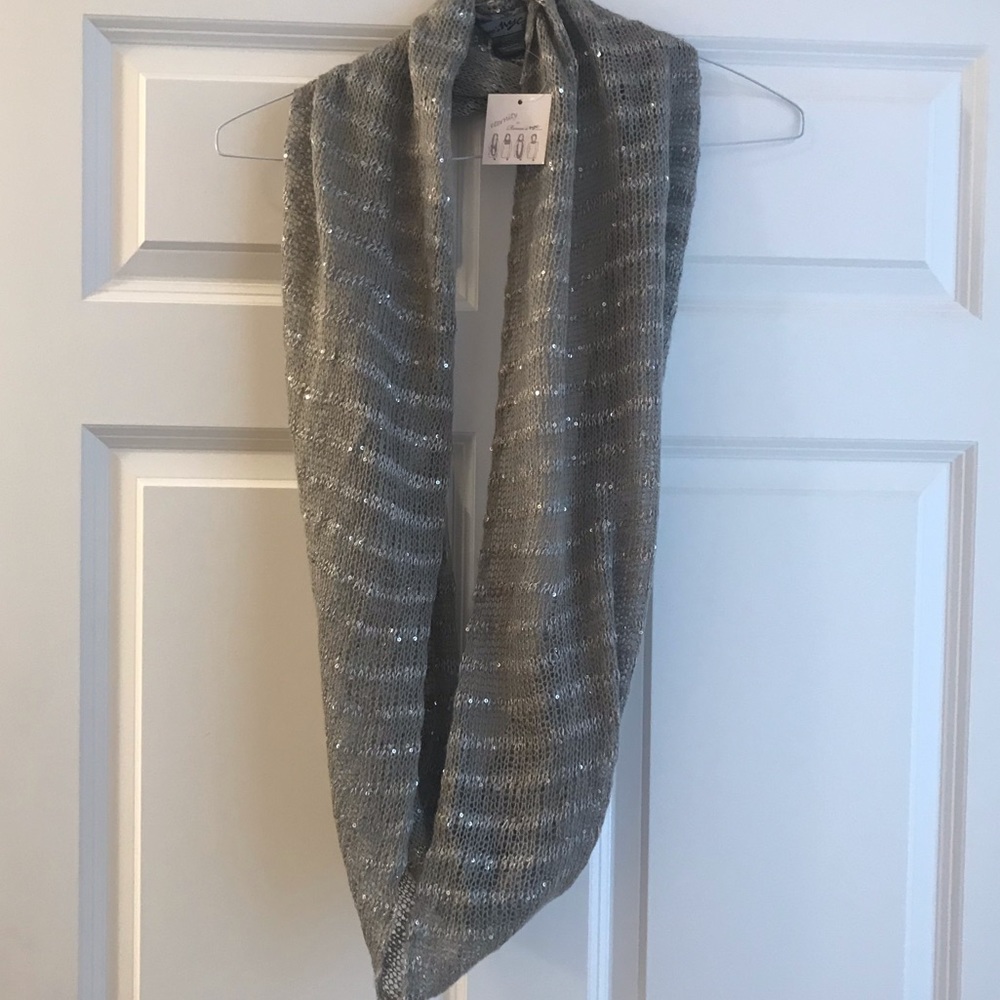 Gray Sequined Infinity Scarf